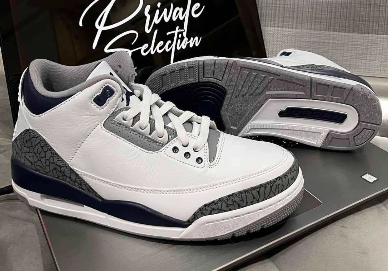 Air Jordan 3 Midnight Navy an iconic silhouette in elegant form. EKICKS