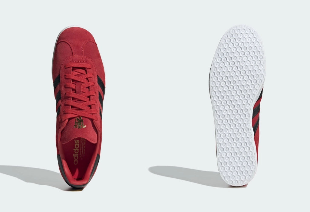 Adidas Gazelle "Manchester United" and "Real Madrid".