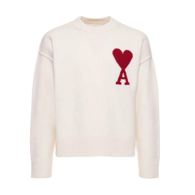 AMI Paris Logo Wool Knit Crewneck White – EKICKS