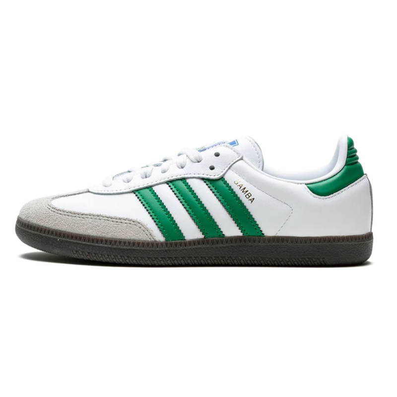 Adidas samba white green stripes sales