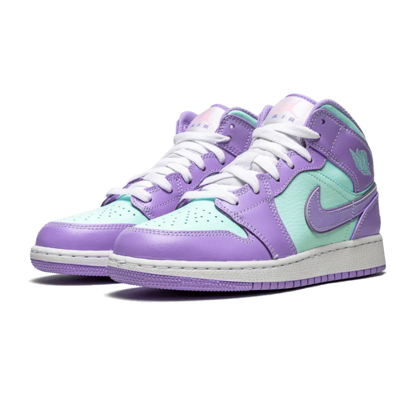 Air Jordan 1 Mid Purple Aqua Gs