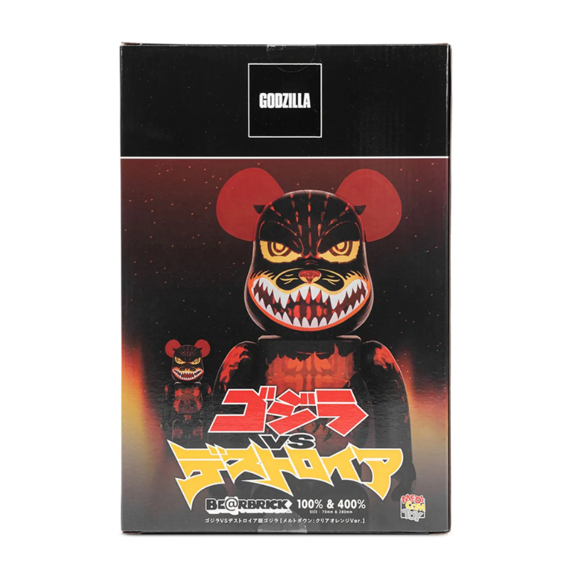 Bearbrick Godzilla VS Destoroyah version Godzilla (Meltdown) 100% & 400% Set Clear Orange Ver