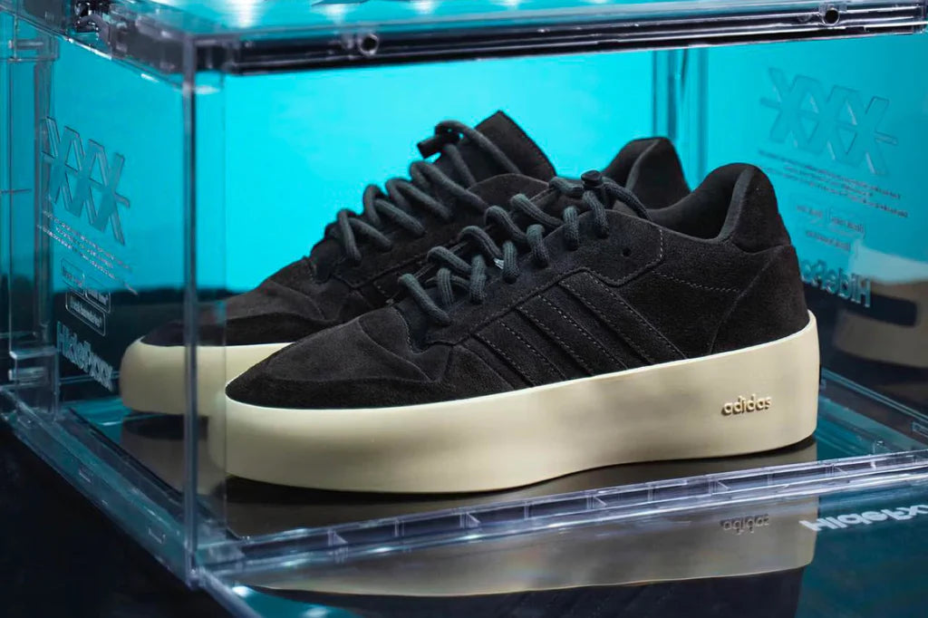 Dive into the upcoming Fear of God x Adidas Rivalry Low "Black."