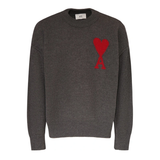 AMI Paris Logo Wool Knit Crewneck Grey