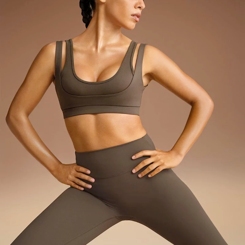 Nike x SKIMS Women's Matte Double Strap Scoop Bra Dark Sepia