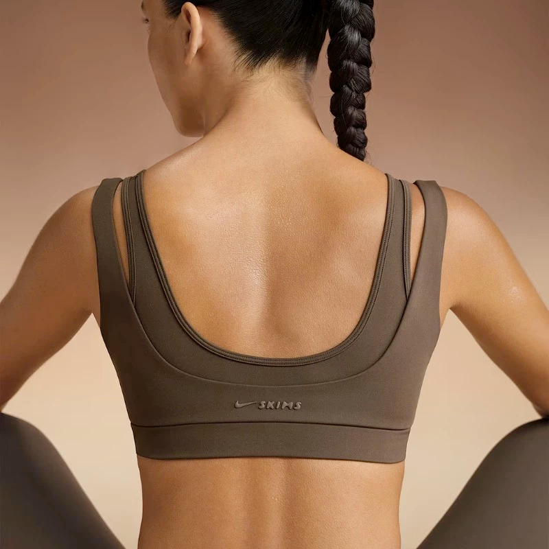 Nike x SKIMS Women's Matte Double Strap Scoop Bra Dark Sepia