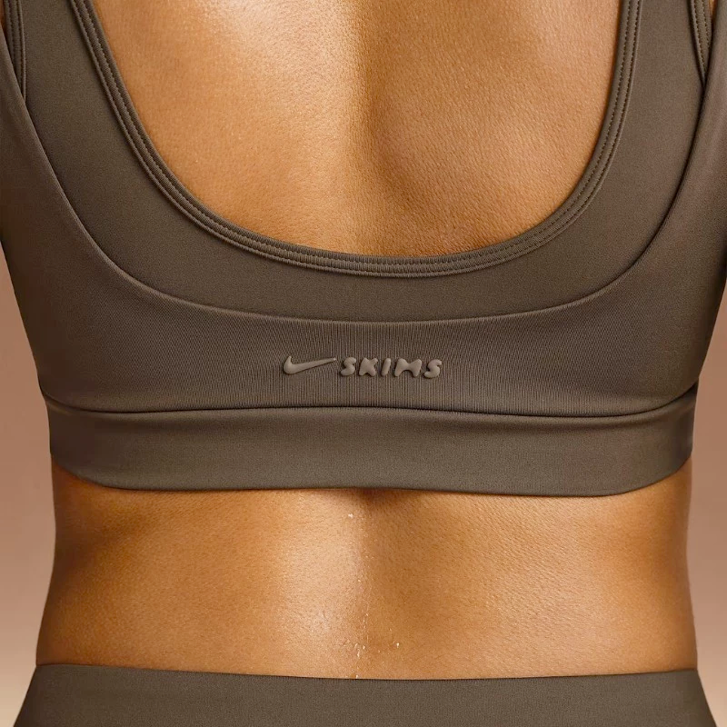 Nike x SKIMS Women's Matte Double Strap Scoop Bra Dark Sepia